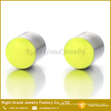 7mm Magnetic Neon Yellow Non-Piercing Clip On Steel Cheater Fake Ear Plugs Studs